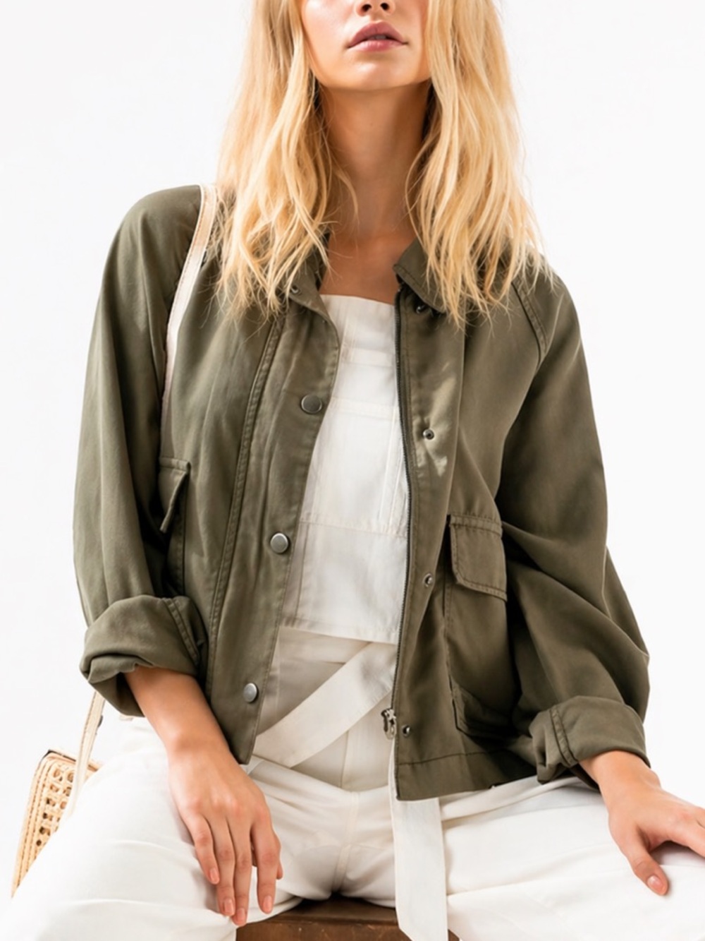 OAT Olive Green Lyocell Utility Jacket | Oversized | NWT